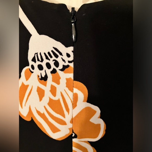 Calvin Klein Sleeveless Dress, Sz. 6, Black w/ Flower Print, Faux Wrap Dress - Picture 9 of 14